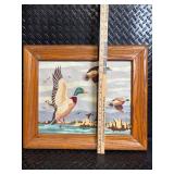Duck in Flight Painting - Framed Wood Frame Wall Art 16x20 in