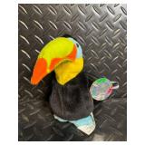 TY Beanie Babies - 4 Plush Toys: Koala, Toucan, puffer and Penguin