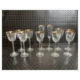 Crystal Champagne Flutes with Gold Rim - Elegant Glass Stemware Set