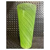 Japanese Plate Glass Vase with Green Spiral Pattern, crystal bowl
