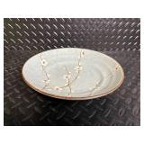 Japanese Plate Glass Vase with Green Spiral Pattern, crystal bowl