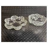 Clear Glass Bowls - Floral Motif - Set of 2