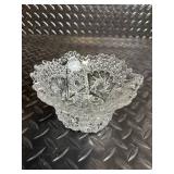 Crystal Compote Dish - Pressed Diamond-Cut Glass, Footed Dessert Bowl
