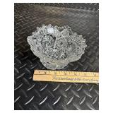 Crystal Compote Dish - Pressed Diamond-Cut Glass, Footed Dessert Bowl