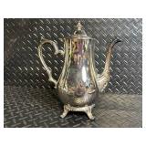 International Silver Co Silver Plate Tea Set with Embossed Tray - 3 Piece
