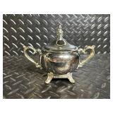 International Silver Co Silver Plate Tea Set with Embossed Tray - 3 Piece