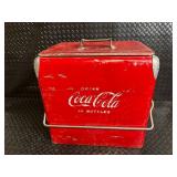Coca-Cola Vintage Metal Cooler with Lid - Made in USA