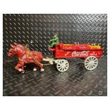 Vintage Coca-Cola Bottles Wagon Tin Toy with Driver and Horses
