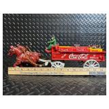 Vintage Coca-Cola Bottles Wagon Tin Toy with Driver and Horses