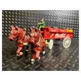 Vintage Coca-Cola Bottles Wagon Tin Toy with Driver and Horses