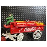 Vintage Coca-Cola Bottles Wagon Tin Toy with Driver and Horses