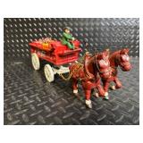Vintage Coca-Cola Bottles Wagon Tin Toy with Driver and Horses
