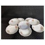Johann Haviland Bavaria Germany Teapot with Floral Dessert Plates