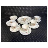 Floral Basket Sunflower Pattern Dinnerware Set - Cups, Saucers, Plates & Bowls