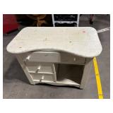 Distressed White Painted Wood Desk with Drawers - Vintage