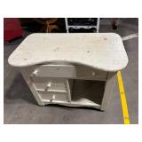Distressed White Painted Wood Desk with Drawers - Vintage