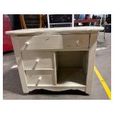 Distressed White Painted Wood Desk with Drawers - Vintage