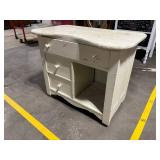 Distressed White Painted Wood Desk with Drawers - Vintage
