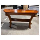 Antique Mahogany console table with Parquet Inlay and Carved Pedestal Legs