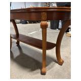 Antique Mahogany console table with Parquet Inlay and Carved Pedestal Legs