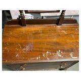 Square Brand Vanity Dresser with Arch Mirror - Dark Wood Finish