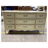Gabberts Furniture Vintage Cream Dresser with Marble Top - 9-Drawer