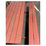 Outdoor Picnic Table with Benches and Striped Cushions