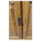 Oak Display Cabinet Hutch With Arched Doors - Open Shelving & Bottom Storage