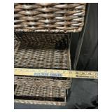 Three-Tier Wicker Basket Stand on Metal Frame