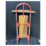 Royal Racer Wooden Toboggan Snow Sled with Red Metal Frame
