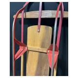 Royal Racer Wooden Toboggan Snow Sled with Red Metal Frame