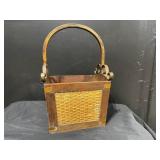 Vintage Wicker Market Basket with Iron Arch Handle