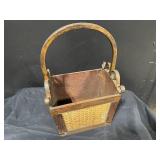 Vintage Wicker Market Basket with Iron Arch Handle