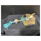 vintage tambourine with Checkerboard Inlay, Talking stick