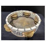 vintage tambourine with Checkerboard Inlay, Talking stick