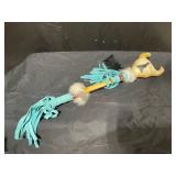 vintage tambourine with Checkerboard Inlay, Talking stick