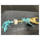 vintage tambourine with Checkerboard Inlay, Talking stick