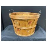 Decorative Wooden Barrel Bucket with Leaf Motifs and Wire Handles