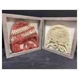 Handmade Chunky Knit Beanie Hats in Frames (Lot of 2)