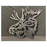 Rustic Moose Silhouette Wall Art Set - Two-Piece Metal Decor with Quote Sign