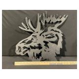 Rustic Moose Silhouette Wall Art Set - Two-Piece Metal Decor with Quote Sign