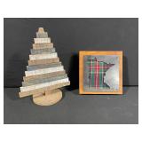 Rustic Wood Block Stack Sculpture & MINNESOTA Patchwork Plaque - Two-Piece Wall Art Set
