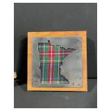 Rustic Wood Block Stack Sculpture & MINNESOTA Patchwork Plaque - Two-Piece Wall Art Set