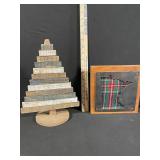 Rustic Wood Block Stack Sculpture & MINNESOTA Patchwork Plaque - Two-Piece Wall Art Set