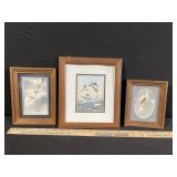 T. Soucek Bird Prints - Framed Winter Scenes (Lot of 3)