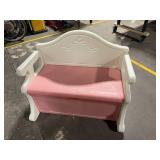 Vintage 1990s Little Tikes pink plastic toy box and bench