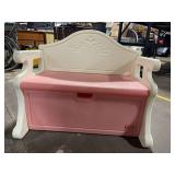 Vintage 1990s Little Tikes pink plastic toy box and bench