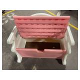 Vintage 1990s Little Tikes pink plastic toy box and bench