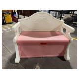 Vintage 1990s Little Tikes pink plastic toy box and bench