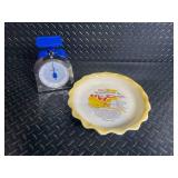 Taylor Dial Scale & CeramiCorner Banana Cream Pie Plate Rare with signature (Lot of 2)